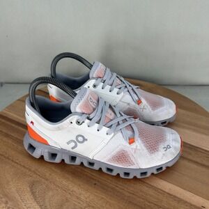 On Cloud X Running Shoes Womens Size 6 White Orange Grey 60.98252 Cushioned